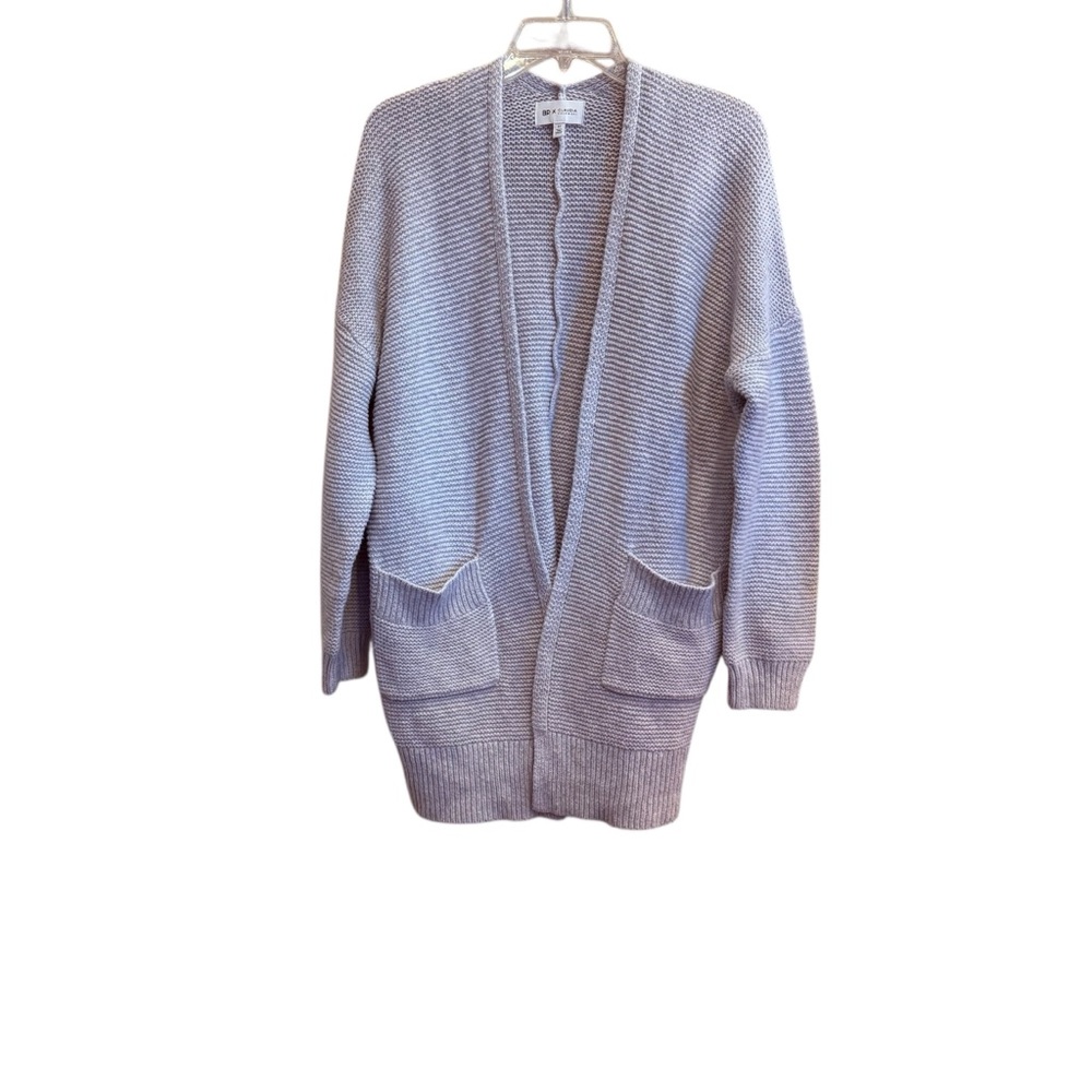 BP. X Claudia Selewski Cocoon Open-Front Cardigan Cotton Blend Gray Knit Sz M